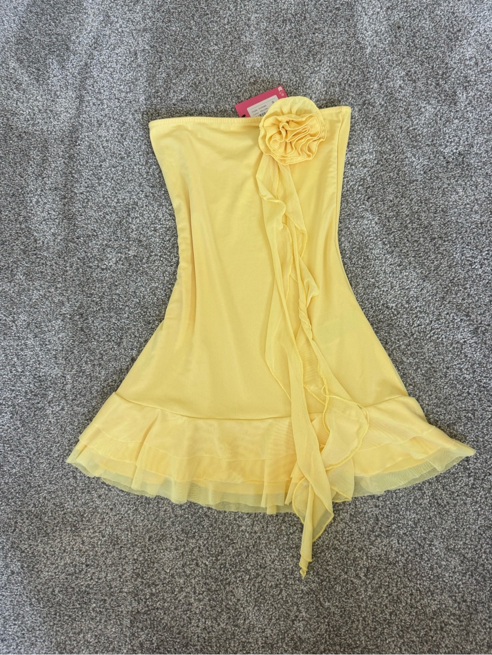 Edikted Thalia Flower Pin Ruffle Mini Dress- Yellow